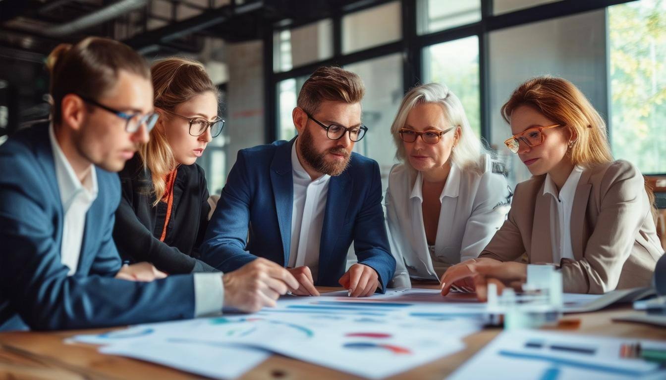 A team of sales professionals strategizing and planning sales growth. A team of sales professionals strategizing and planning sales growth.